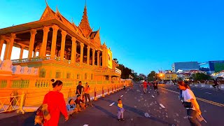 【🇹🇭4K🇰🇭】日落时候的柬埔寨王宫和皇家广场, 简直太震撼了