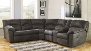 ashley tambo 27801 48 49 sectional sofa with left and right arm reclining loveseats storage console