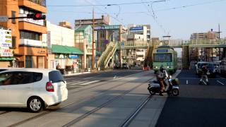 熊本市電8500形 新水前寺駅前電停到着 Kumamoto City Tram