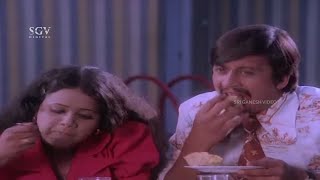 Ananth Nag Eating In Competition With Lover Super Comedy Scene | Premayana Kannada Movie | Shivaram