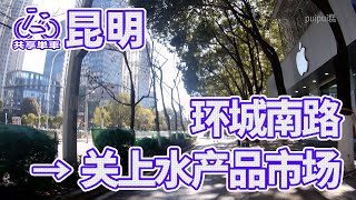 【自転車車載動画】中国雲南省（昆明・环城南路-关上蔬菜水产品交易市场）