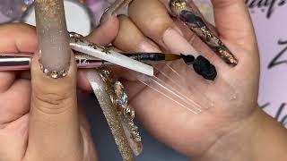 How to : Glitter French | Elegant black New Year set | Faild encapsulated flower  #nails