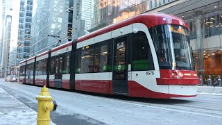 501 Queen Streetcar New Detour:  TTC 2019 Bombardier Flexity Outlook 4575 at Yonge \u0026 Adelaide