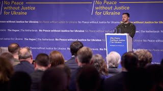 Владимир Зеленский выступил перед общественностью и политиками в Гааге (2023) Новости Украины