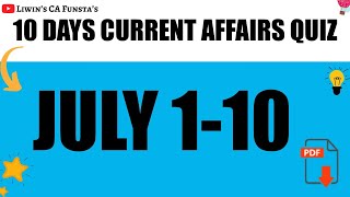 JULY 1-10 | 10 Days current affairs quiz | RRB PO MAINS 2020 | CA FUNSTA | Mr.Liwin