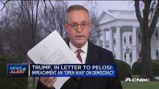 President Donald Trump sends letter to House Speaker Nancy Pelosi, decrying impeachment hearing