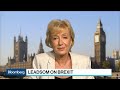 U.K.'s Leadsom Sees Range of Solutions to Resolve Brexit Border