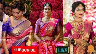 Pink bridal saree collection|pink wedding saree collection|pink bridal saree look||pink pattu saree