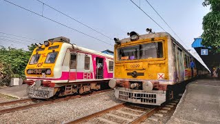 Three Trains on Three Platform Super EMU Local Train Crossing and Racing at Same Time!