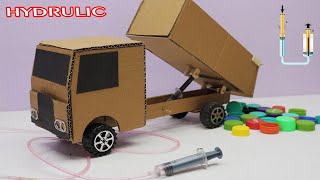 science experiment project make a hydraulic dump truck with syringe
