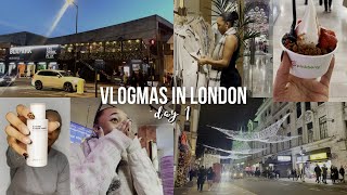 VLOGMAS day 1! Christmas shopping, Spitalfield market, Juno & Co skincare unboxing | LONDON 2022