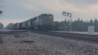 CSX 4528 Leads Long CSX M422-08 NB Manifest Train With Mid DPU With Horn Salute Florence SC