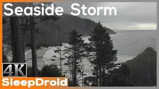 ► Seaside Rainstorm | Sounds for Sleeping ~Ocean Waves and Rain with Darker Screen, lluvia