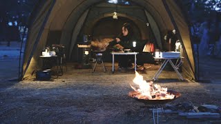 [Solo Camping] Warm winter camping with a new tentㅣCamping with dogㅣJakeLah J-tunnel