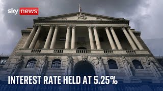 Interest rate held at 5.25% for second consecutive time by Bank of England