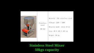 201 Stainless Steel Vertical mixer for Feeds, Powder, Grains etc 50kgs capacity