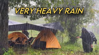 VERY Heavy Rain in Our Not Solo Camping by the Creek • Not Solo Camping Heavy Rain