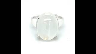 Moonstone 9.50ct Platinum Finish Solid 925 Sterling Silver Ring