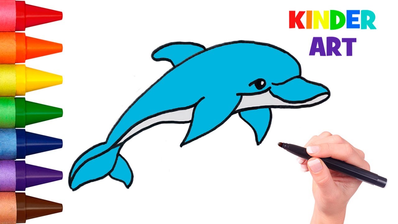 Как нарисовать дельфина поэтапно детям | How To Draw A Cartoon Dolphin ...