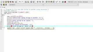 program in C to copy One string to another using recursion