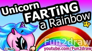 Unicorn Farting a Rainbow! - 2nd Anniversary Time Lapse Drawing | Fun2draw Online Art Videos