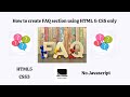 HTML & CSS Tutorial: Building an Interactive FAQ Section for Your Website | FAQ from Scratch | No JS