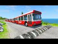 TRUCKS, LONG BUS And SCHOOL BUS Vs MASSIVE SPEED BUMPS - BeamNG.Drive