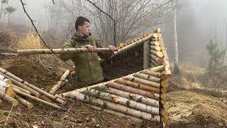 Building a Bushcraft Log Cabin for Survival in the Woods, Shelter for Survival