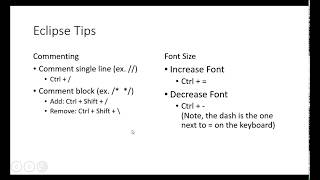 Comments and Font Size command for Eclipse Java