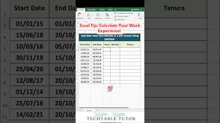 Calculate Job Tenure in Seconds Using DATEDIF in Excel! ⏱️#excel #excelshorts #exceltutorial #shorts