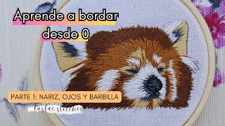 ¡Comenzamos a bordar! Cómo bordar un panda rojo de forma realista: nariz, ojos y barbilla