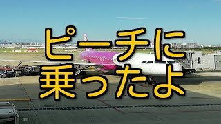 格安航空機ピーチの乗ったよ。びっくりするくらい座席が狭いよ。