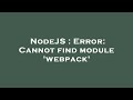 NodeJS : Error: Cannot find module 'webpack'