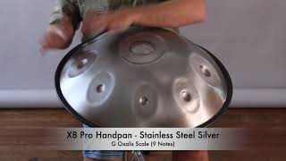 Pro Handpan G Oxalis Stainless Steel w/ Bag, G3/B3, C4, D4, E4, G4, B4, C5, D5, 23-inches