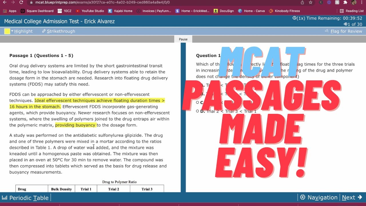 Mcat Chem/Phys Passage Walkthrough Breakdown Mcat 528 | STOP THINKING ...