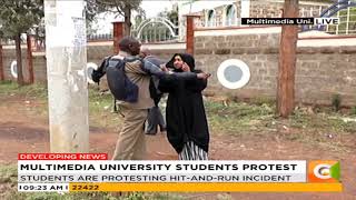 Multimedia University students protest a hit and run incident