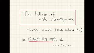 The lattice of wide subcategories【代数学若手研究会講演】