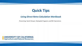 Payroll Department Quick Tips: Using The Direct Retro Calculation Workbook