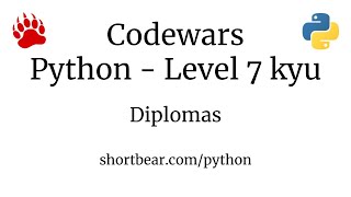 Codewars - Python - Diplomas