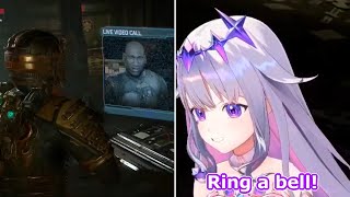 Bijou gets jumpscared by video calls (Dead Space)  [Hololive/clip]