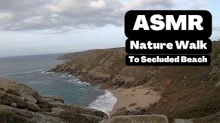 ASMR Nature Walk (No Talking) To a Secluded Beach, Crunchy Footsteps, Crashing Waves, Relaxing Walk