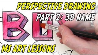 Middle School Art Lessons: One-Point Perspective Name (part 2)