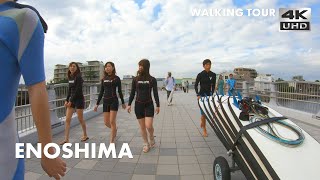 江ノ島駅から片瀬江ノ島駅・江ノ島入口 Walk through Enoshima[4K]