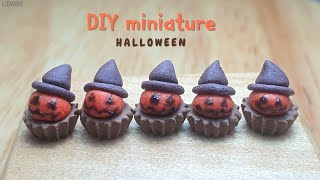 DIY Miniature Halloween Magic Pumpkin Cupcakes Clay tutorial