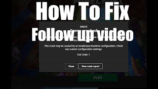 How to Fix Minecraft Exit Code 1 Invalid Runtime Configuration Follow Up Video!