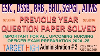 AIIMS NORCET || ESIC || JSSC || DSSB || IMPORTANT MCQS FOR ALL UPCOMING NURSING OFFICER EXAM admin#2