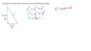 Pythagoras' Theorem Example 1 - Finding the Length of the Hypotenuse