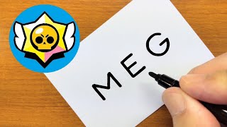 How to turn words MEG（Brawl Stars）into a cartoon from imagination - How to draw doodle art on paper