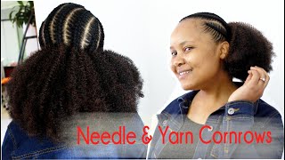 A Low Bun using the Needle &  Yarn Cornrows On a Looser Texture