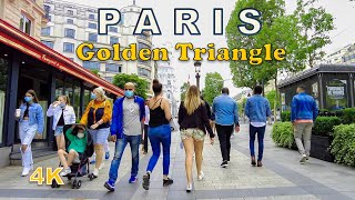 Paris Walking tour - Paris golden Triangle [4K]